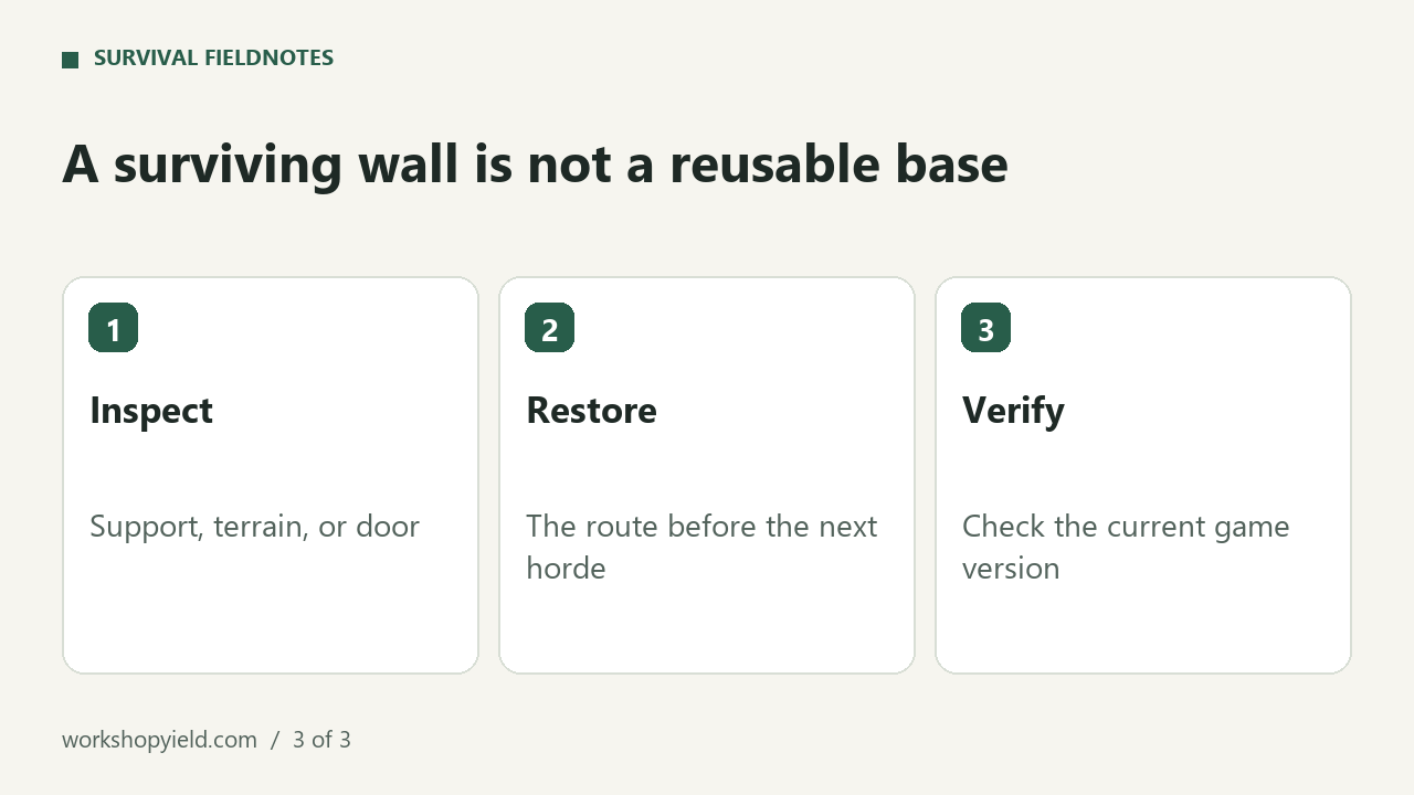 A surviving wall is not a reusable base